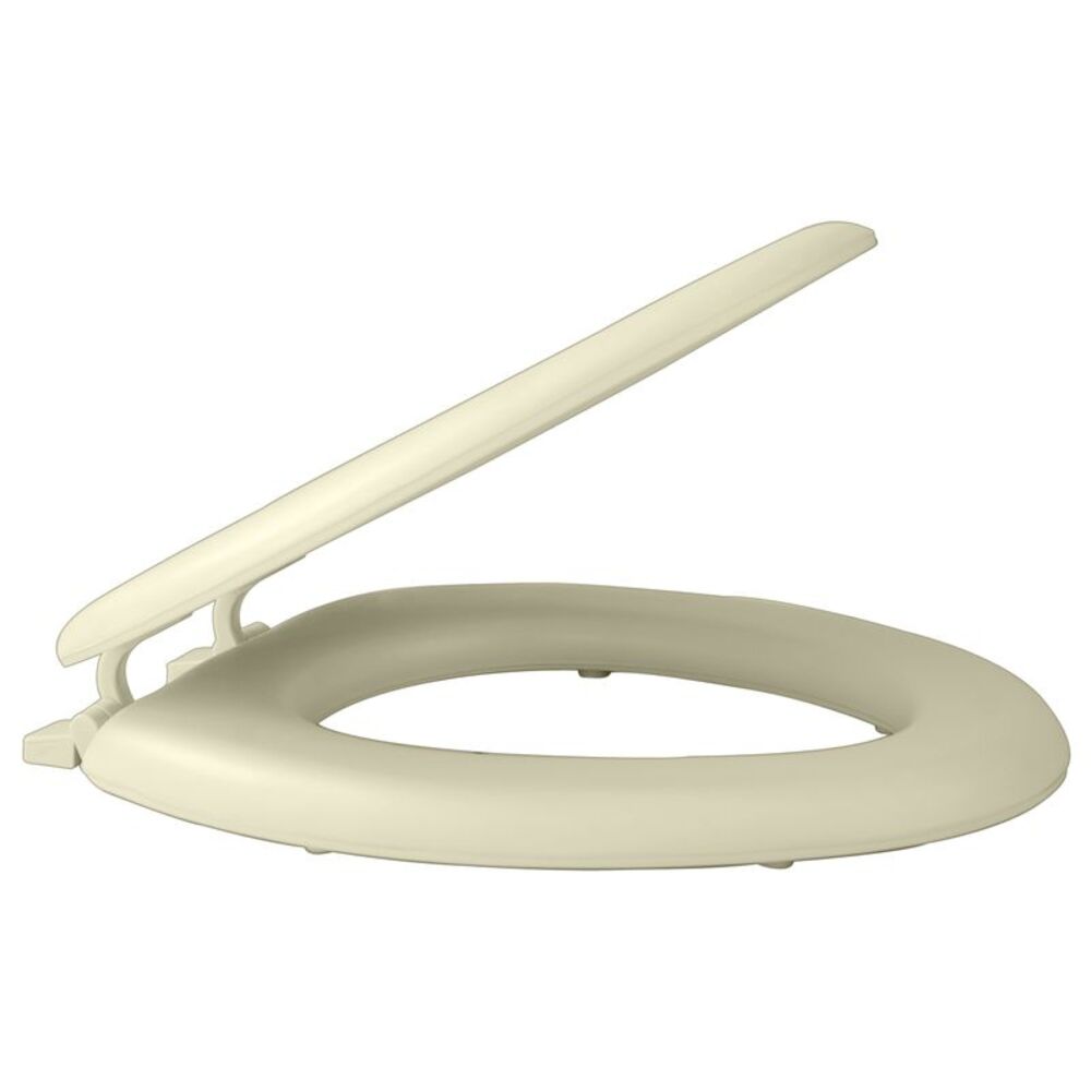 Elongated Vinyl Soft Adjustable Hinges Toilet Seat with Close Lid, Bone